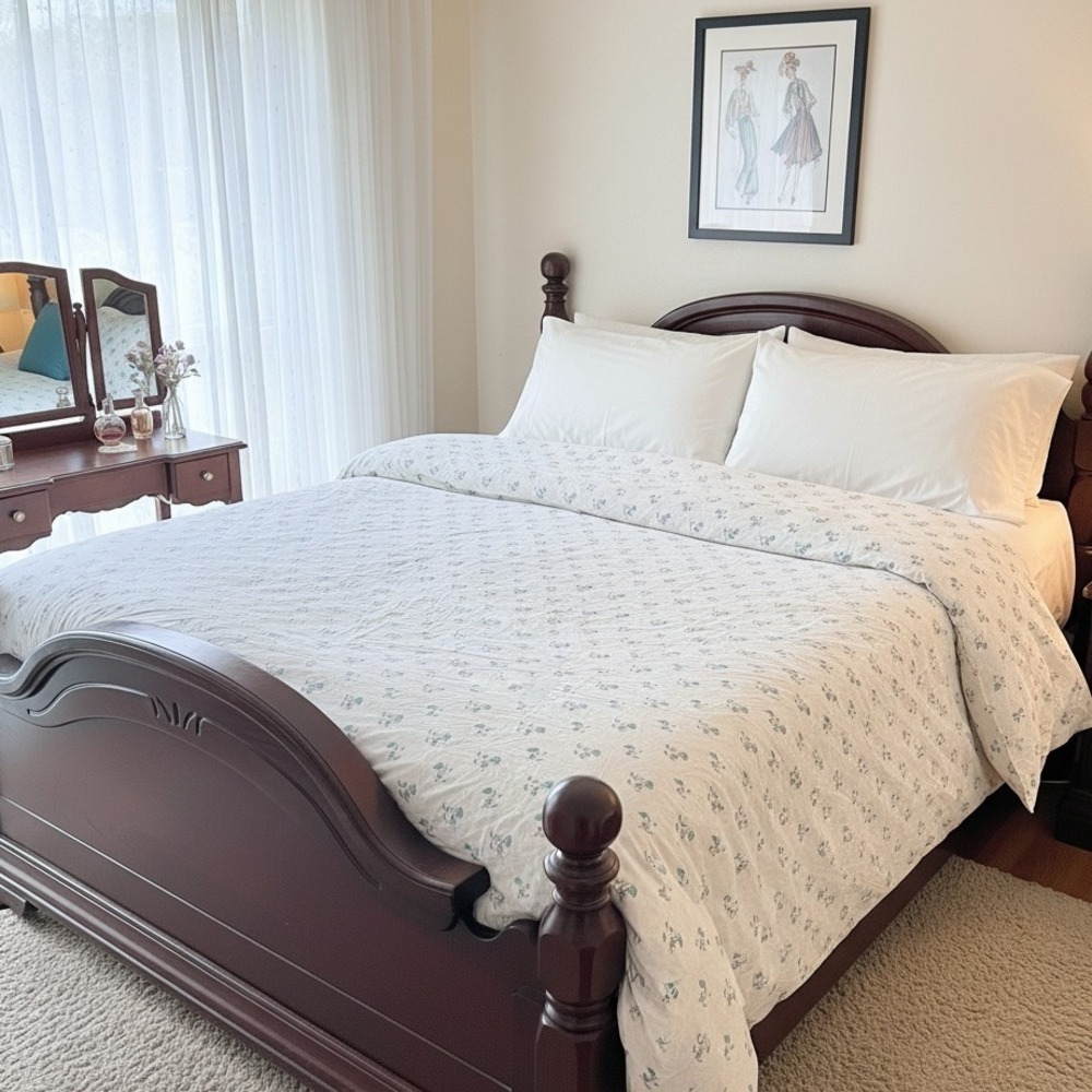 Vtg. Coming Home King Reversible Duvet Cover Floral‎ Cotton Made USA Cottagecore